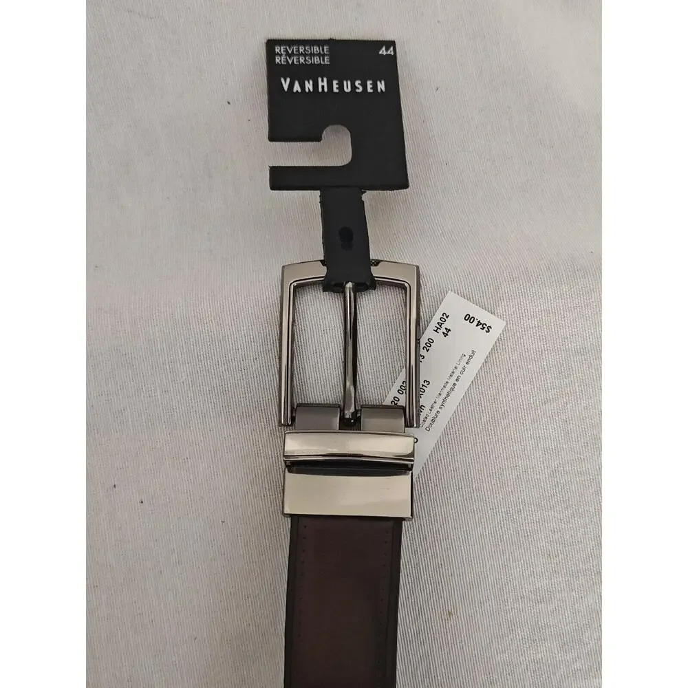 Van Heusen Reversible Dress‎ Belt Brown Black Size 44 Men's New With tags